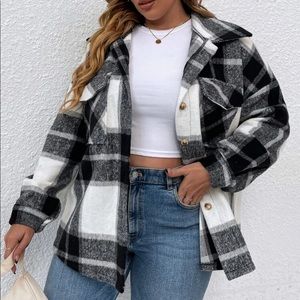 Black and white plaid shacket